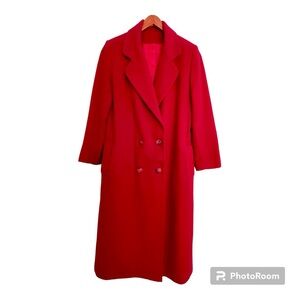 Gever Originals Vintage 100% Camel Hair Deep Cherry Red Lined Long Coat Size 4